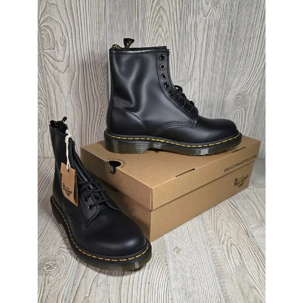 Dr. Martens 1460 Black Smooth Leather Combat Boots Mens 8 Womens 9 NEW